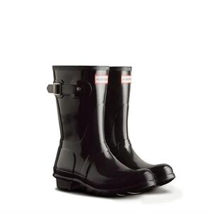 Hunter Glossy Black Mid-Calf Boots